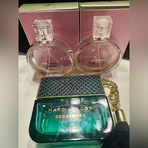 EMPTY Chanel Chance and Marc Jacobs Decadence Bottles